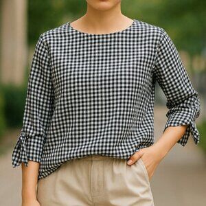 Chic Gingham Women's Blouse